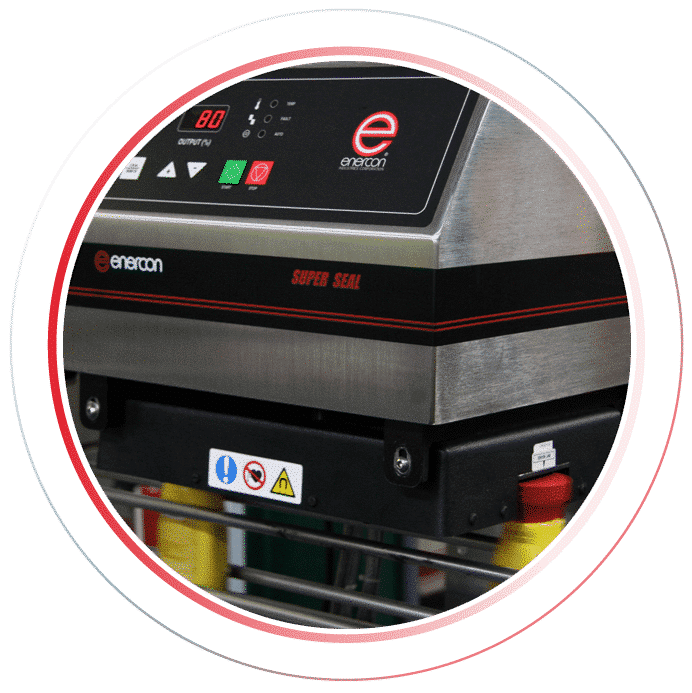 Product SS in circle Super Seal Induction Cap Sealer sealing sauces